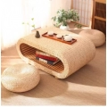 Japanese Style Living Room Coffee Table Handmade Suitable For Sitting On The Ground Rectangular Rattan Straw Coffee Table