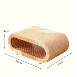 Japanese Style Living Room Coffee Table Handmade Suitable For Sitting On The Ground Rectangular Rattan Straw Coffee Table