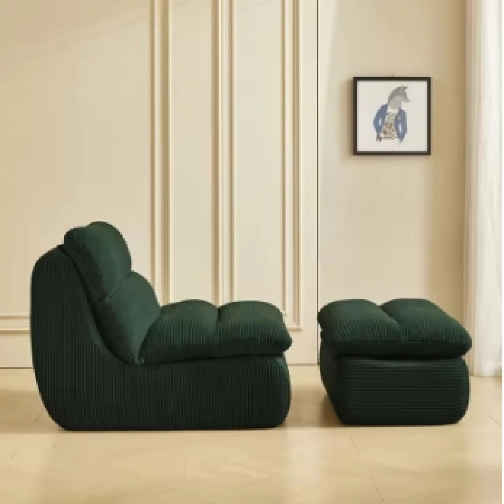 Accent Bean Bag Chair with Footstool Modern Lazy Sofa Chair with Compressed Bean Bag Chair