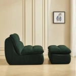 Accent Bean Bag Chair with Footstool Modern Lazy Sofa Chair with Compressed Bean Bag Chair