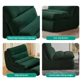 Accent Bean Bag Chair with Footstool Modern Lazy Sofa Chair with Compressed Bean Bag Chair