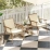 3 Pieces Patio Furniture Set Sofa Chair PE Rattan Wicker Outdoor With Cushion